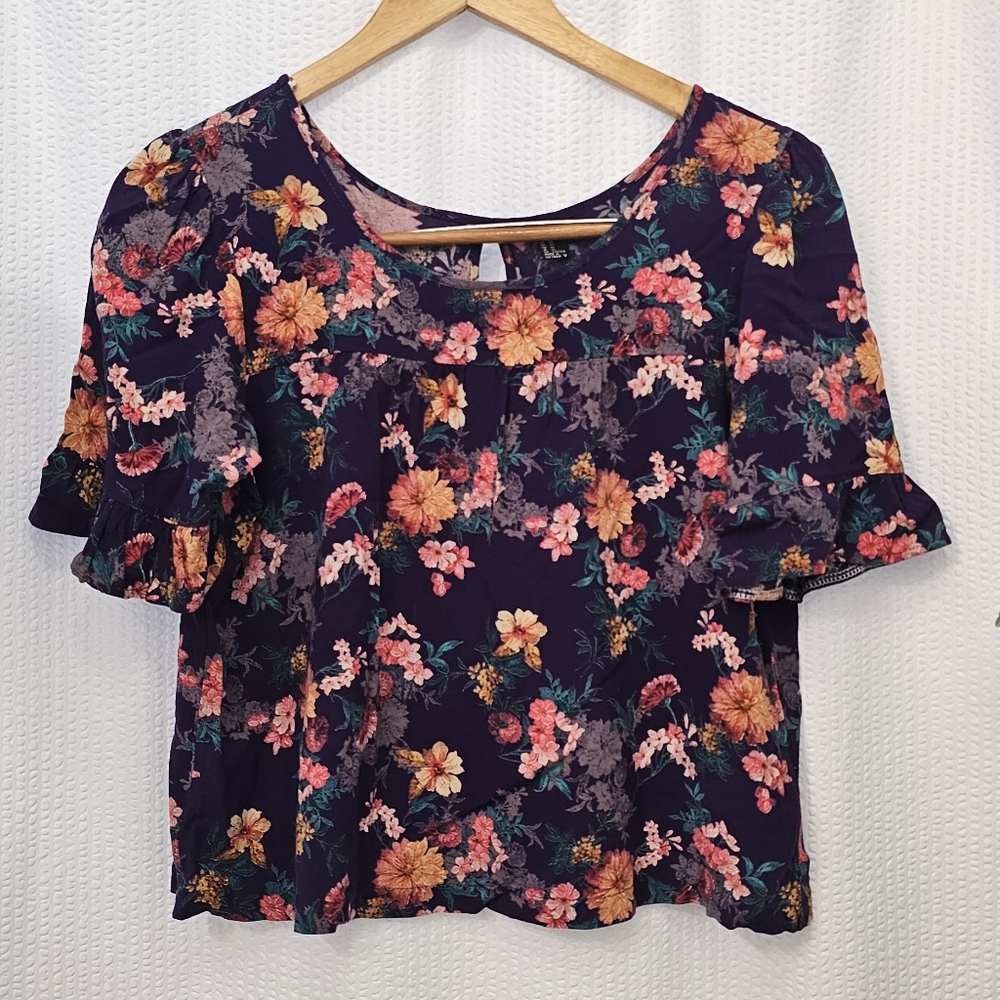 Forever 21 Floral Blouse - Purple and Pink